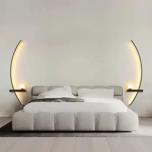 Modern LED Wall Lamp โ Minimalist Art Design for Bedroom, Living Room, and Bathroom, Gold/Black