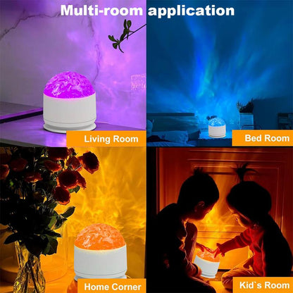 Ocean Wave & 3D Water Ripple Projector Light – 16-Color Round Lamp with Remote Control for Relaxation and Romantic Ambience