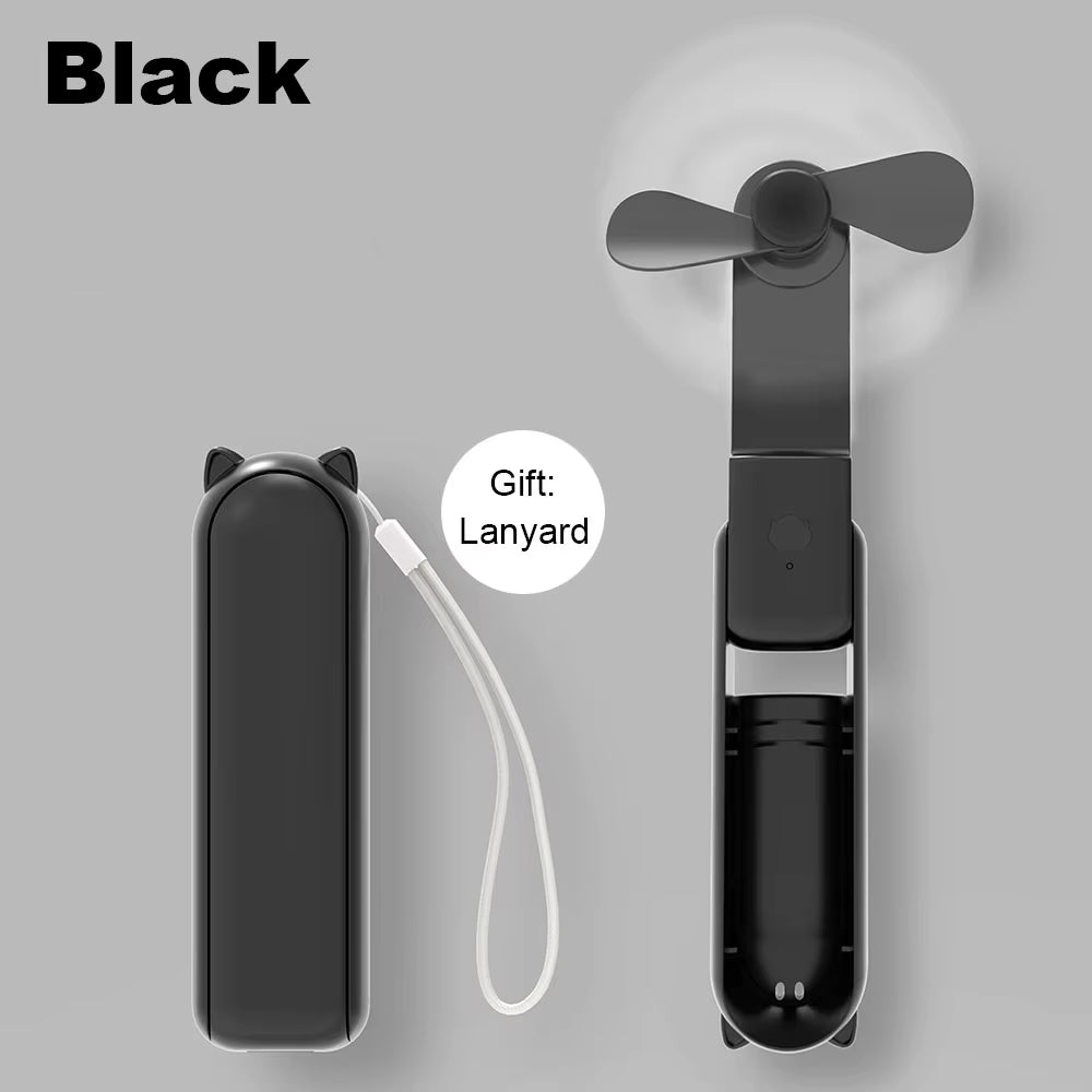 Portable Mini Handheld Fan Small Pocket Fan USB Rechargeable Battery Fan Folding Cooling Hand Fan Mini USB Fan with Power Bank