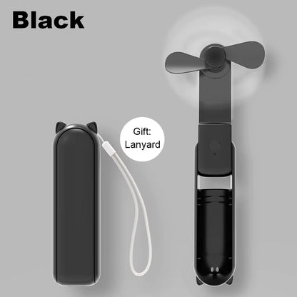 Portable Mini Handheld Fan Small Pocket Fan USB Rechargeable Battery Fan Folding Cooling Hand Fan Mini USB Fan with Power Bank