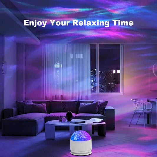 Ocean Wave & 3D Water Ripple Projector Light – 16-Color Round Lamp with Remote Control for Relaxation and Romantic Ambience