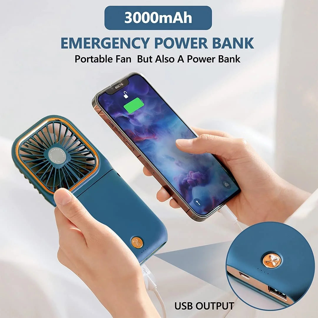 Portable Mini Handheld Fan Necklace Fan 3 Speeds Hanging Neck Cooling Fan Wireless Portable Charger Small Fan Personal Fan USB Rechargeable