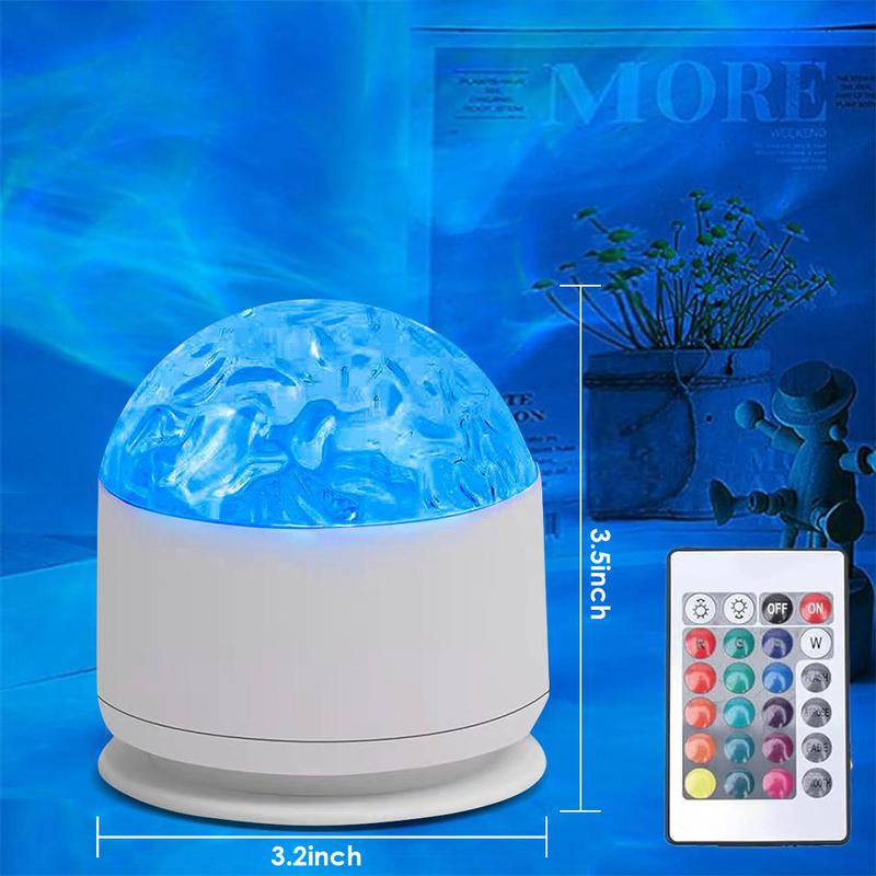 Ocean Wave & 3D Water Ripple Projector Light – 16-Color Round Lamp with Remote Control for Relaxation and Romantic Ambience