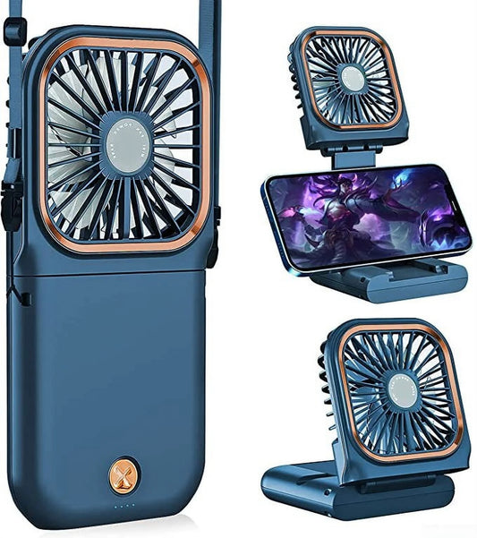 Portable Mini Handheld Fan Necklace Fan 3 Speeds Hanging Neck Cooling Fan Wireless Portable Charger Small Fan Personal Fan USB Rechargeable