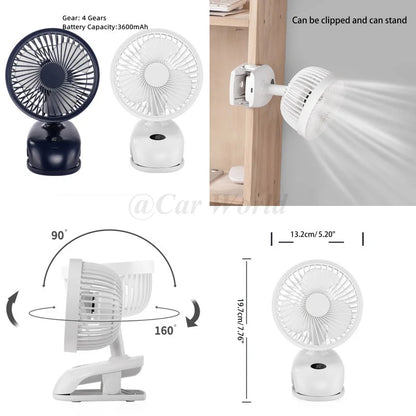 Mini Portable Car Seat Clip Fan High Pressure Fiberglass Fan Bladed Air Cooler Car Fan Air Cooling Fan