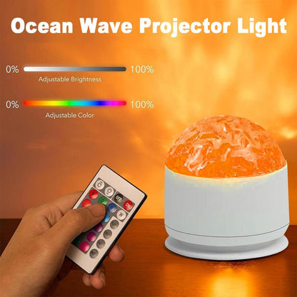 Ocean Wave & 3D Water Ripple Projector Light – 16-Color Round Lamp with Remote Control for Relaxation and Romantic Ambience