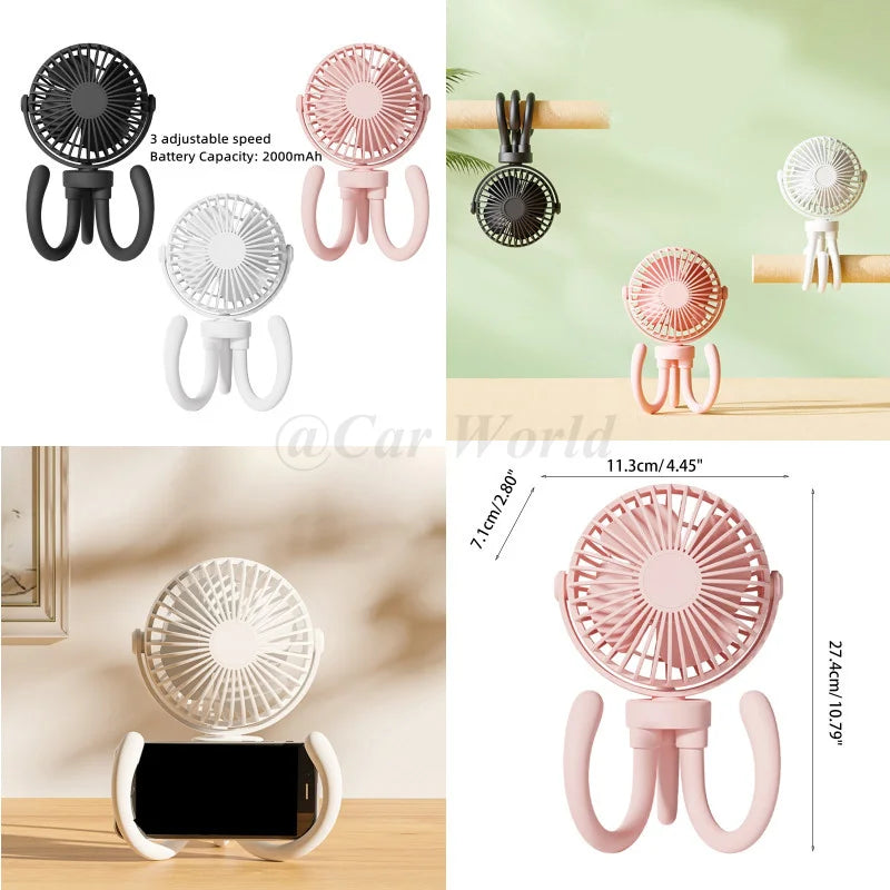 Mini Portable Car Seat Clip Fan High Pressure Fiberglass Fan Bladed Air Cooler Car Fan Air Cooling Fan